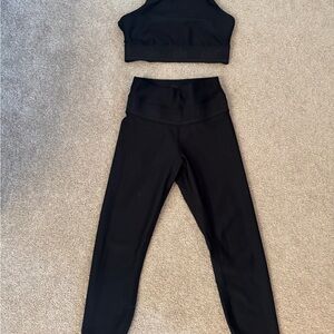 ALO Yoga Women's Black High-Rise Leggings and Matching Sports Bra